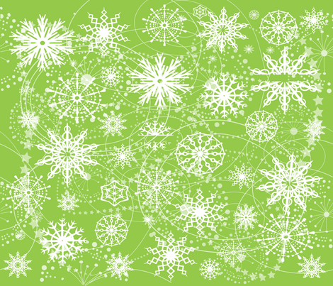 Little Flaky Christmas (GREEN) fabric by deeniespoonflower on Spoonflower - custom fabric