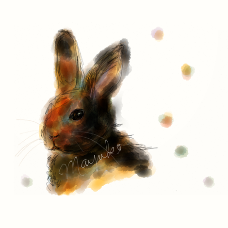 Bunny Watercolor fabric by mayuko on Spoonflower - custom fabric