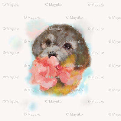 Winter dog watercolor white
