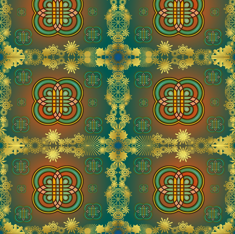 gold bordered rangoli fabric by y-knot_designs on Spoonflower - custom fabric
