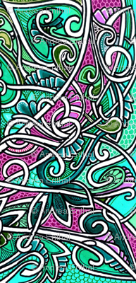 Help, I've Been Framed (ornate teal and raspberry ovals)