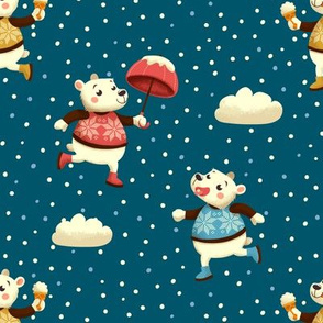 Bears Playing in the snow