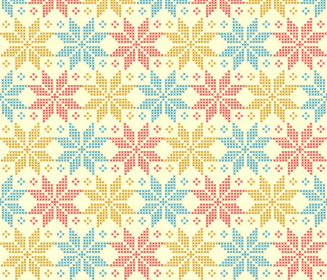 star flower knittery | red - blue - yellow on white
