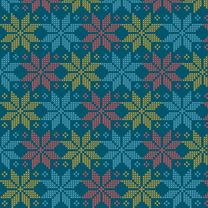 star flower knittery | red - blue - yellow