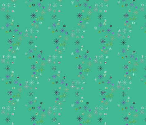 Festive Snow Flakes on Teal fabric by yewtree on Spoonflower - custom fabric