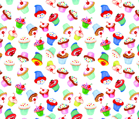 cupcake_repeat_on_white fabric by mcuetara on Spoonflower - custom fabric