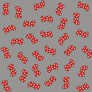 Pretty Red Polka Bowties on Grey