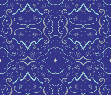 Art_Deco_blue_snowflake fabric by rennata on Spoonflower - custom fabric