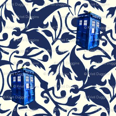 Doctor Who Inspired Blue & White TARDIS Floral
