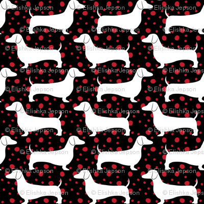 Polka Dachshunds (Black and Red)