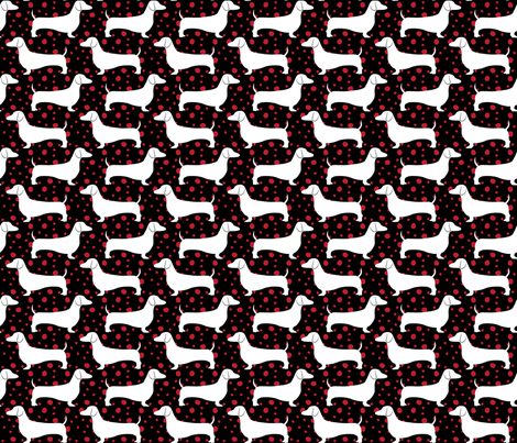 Polka Dachshunds (Black and Red) fabric by robyriker on Spoonflower - custom fabric