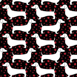 Polka Dachshunds (Black and Red)