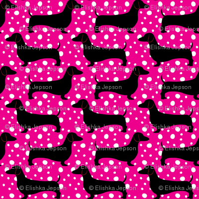 Polka Dachshunds (Pink and Black)