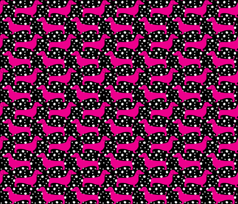 Polka Dachshunds (Black and Pink) fabric by robyriker on Spoonflower - custom fabric