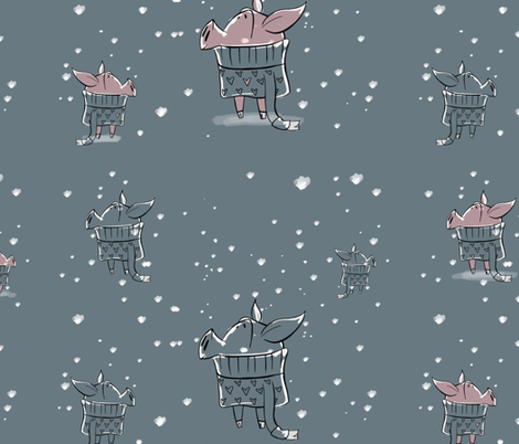 I'm Dreaming of a Snowy Piglet fabric by awooda21 on Spoonflower - custom fabric