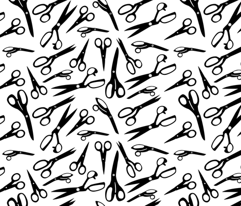 black scissors fabric by elinvanegmond on Spoonflower - custom fabric