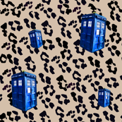 Doctor Who Inspired Tan Leopard TARDIS Police Boxes