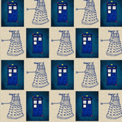 Doctor Who Inspired Police Box and Daleks on Cappuccino cream dots