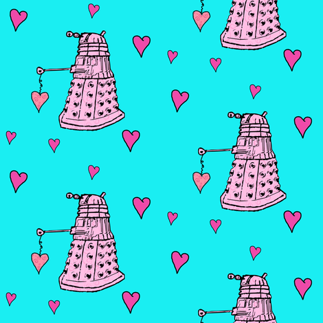 Doctor Who Inspired Daleks & Hearts fabric by bohobear on Spoonflower - custom fabric