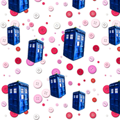 Doctor Who Inspired TARDIS with Buttons on White