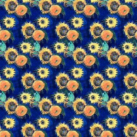 Blue Sunflowers Van Gogh (smaller version) fabric by bohobear on Spoonflower - custom fabric