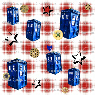 Doctor Who Inspired Dotted Swiss TARDIS Stars & Buttons