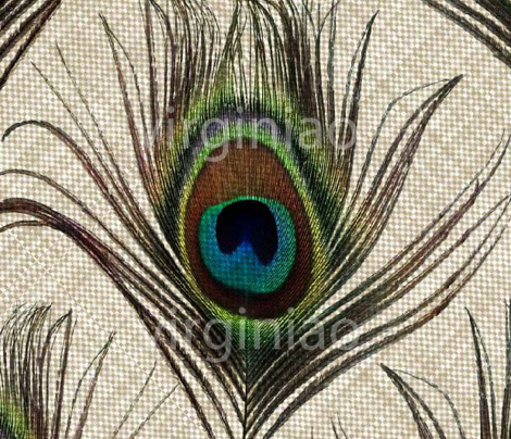 Peacock on linen