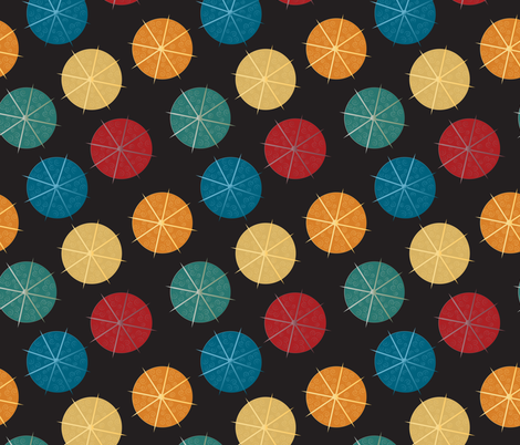 cocktail umbrellas on black fabric by kociara on Spoonflower - custom fabric