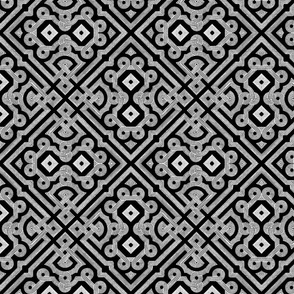 Embroidered Labyrinth in Black and White