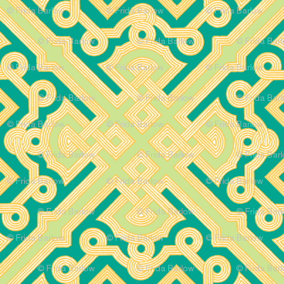 Embroidered Labyrinth in Emerald and Lime