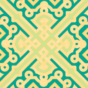 Embroidered Labyrinth in Emerald and Lime