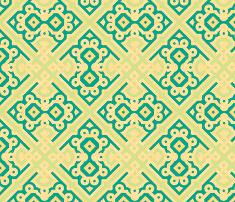 Embroidered Labyrinth in Emerald and Lime fabric by fridabarlow on Spoonflower - custom fabric