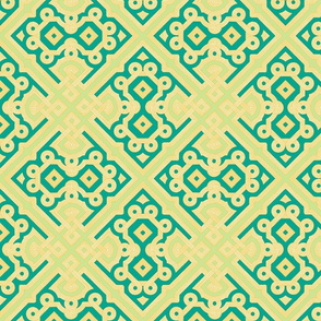 Embroidered Labyrinth in Emerald and Lime