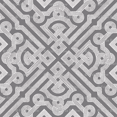 Embroidered Labyrinth in Steel Gray