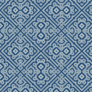 Embroidered Labyrinth in Royal Indigo 
