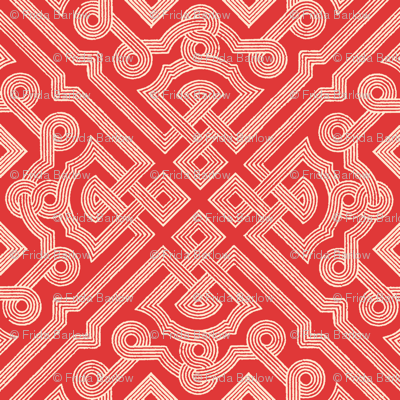 Embroidered Labyrinth in Romantic Red