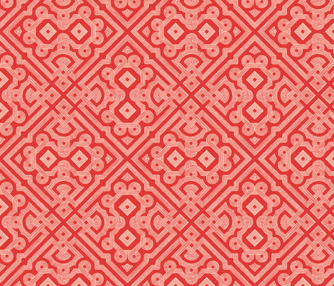 Embroidered Labyrinth in Romantic Red fabric by fridabarlow on Spoonflower - custom fabric