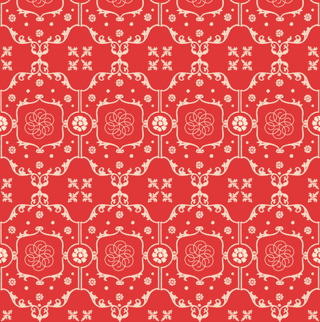 Shabby Frame in Romantic Red fabric by fridabarlow on Spoonflower - custom fabric