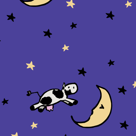 the cow jumped over the moon fabric by pond_ripple on Spoonflower - custom fabric