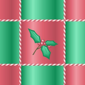 Holly branch on red and green