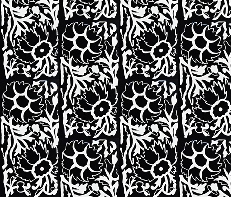 Flowers in Black and White (Vertical) fabric by anniedeb on Spoonflower - custom fabric