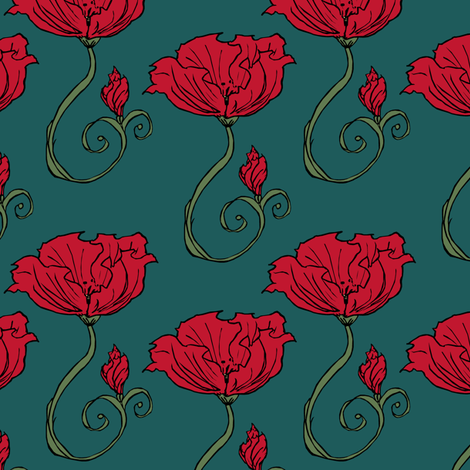 Dark Poppy fabric by pond_ripple on Spoonflower - custom fabric
