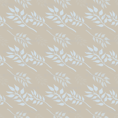 Cream with Blue Leaves