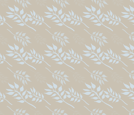 Cream with Blue Leaves fabric by pencreations on Spoonflower - custom fabric