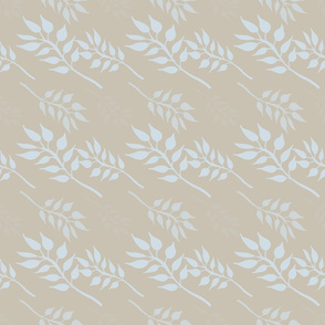 Cream with Blue Leaves