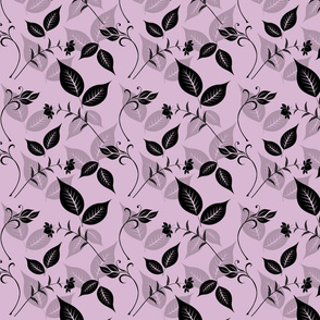 Pink and Black Floral Leaves