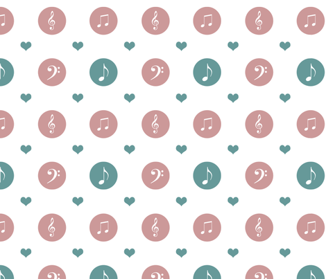 Music Notes and Hearts fabric by pencreations on Spoonflower - custom fabric
