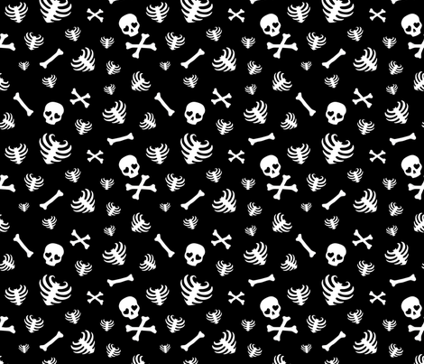 Bone Scatter - Black fabric by edenki on Spoonflower - custom fabric