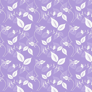 Lilac and White Floral with Leaves