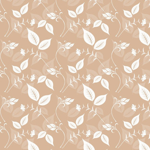 Peach and White Floral with Leaves